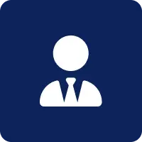 A white icon of a person wearing a suit and tie.